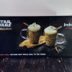 New JOYJOLT STAR WARS MANDALORIAN SET OF 2 DOUBLE WALL GLASSES (13.5 FL OZ)